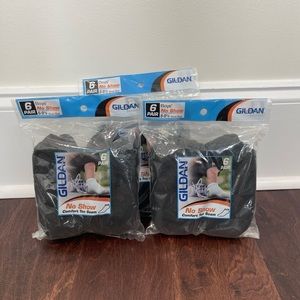 NEW 18 pairs Gildan No-Show Black Socks for boys, size 6-9.5